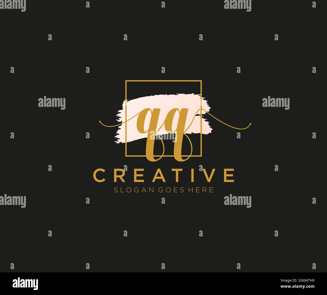 QQ Feminine logo beauty monogram and elegant logo design, handwriting ...
