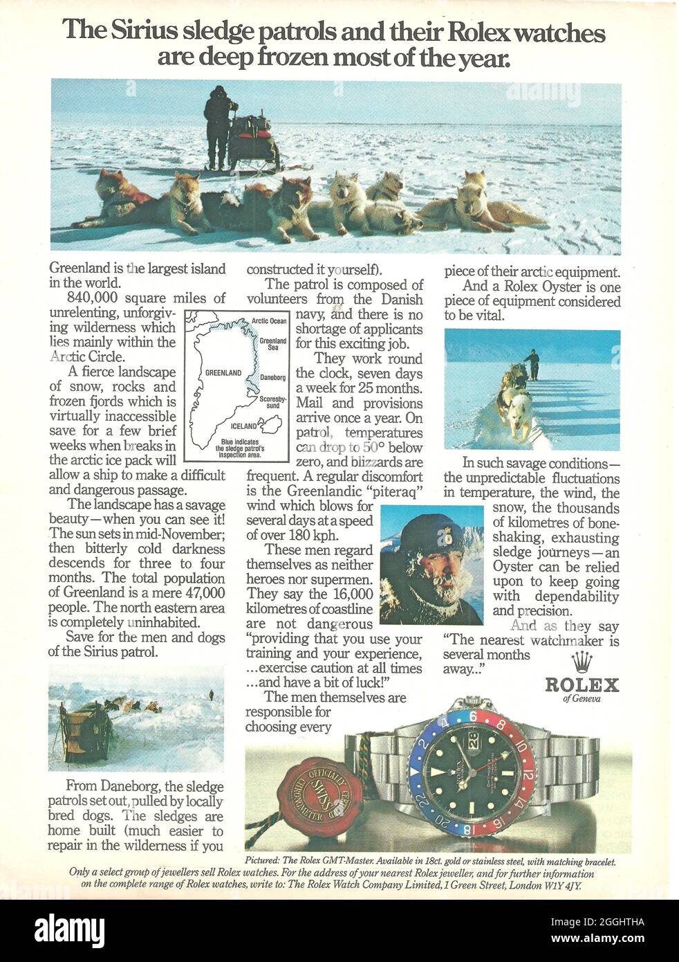 Paper ad advert of Rolex watch Swiss made Rolex Oyster day date gmt master chronometer date adjust Stock Photo