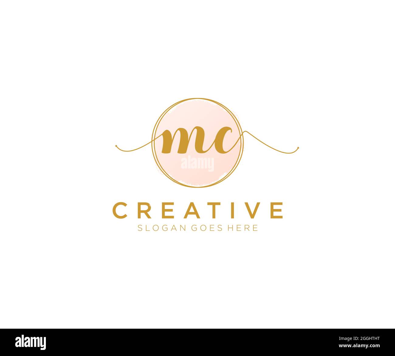 MC Feminine logo beauty monogram and elegant logo design, handwriting logo of initial signature, wedding, fashion, floral and botanical with creative Stock Vector