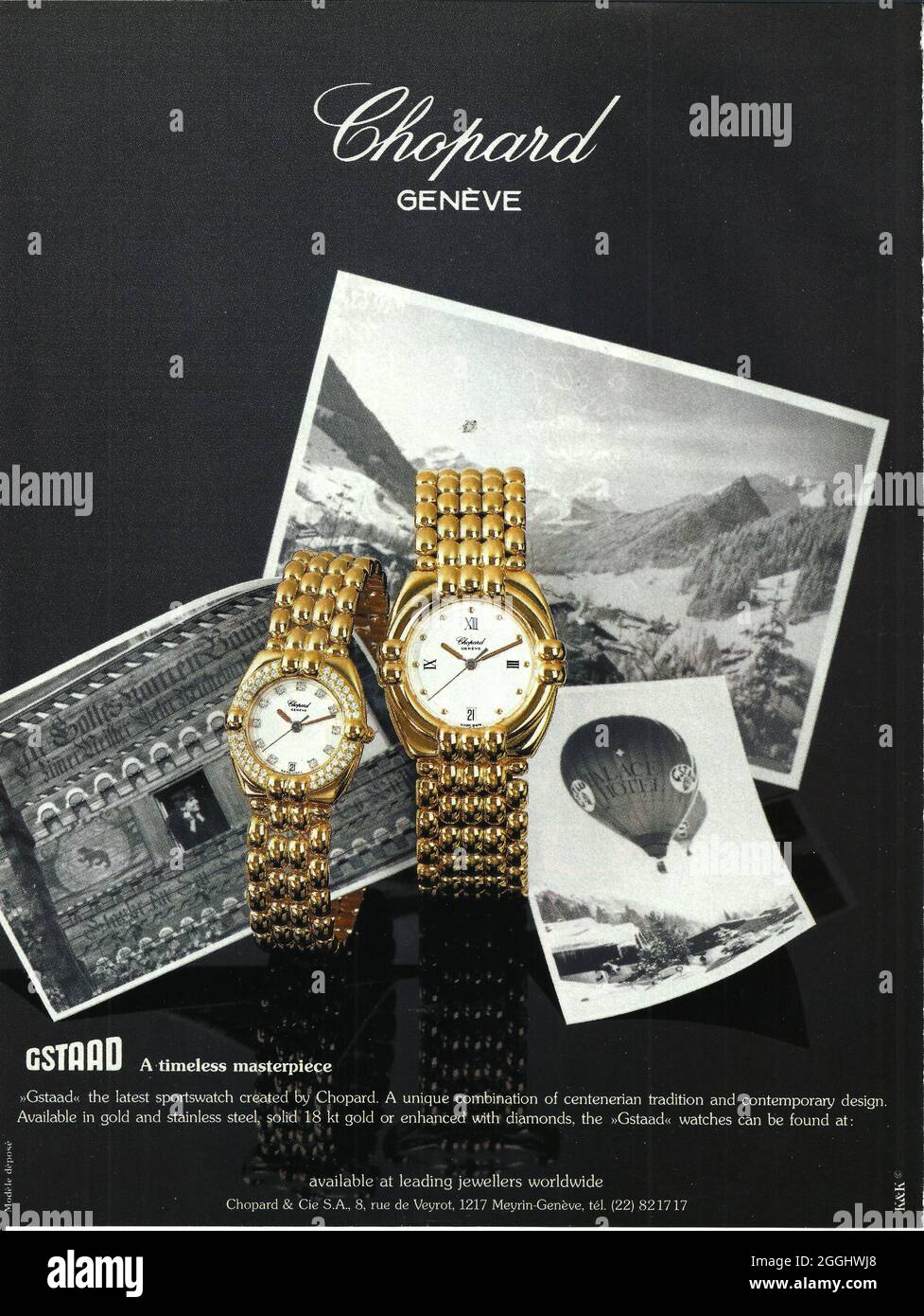 Paper ad advert of Chopard Geneve watch Swiss made r day date gmt