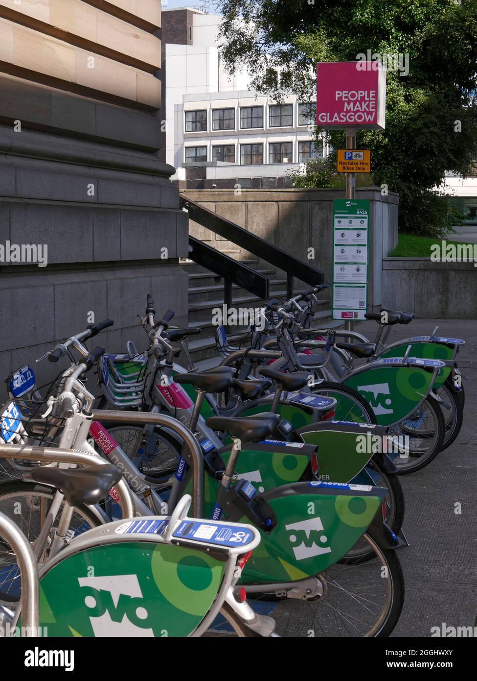 ovo cycle hire station at the Mitchell Library,Glasgow city centre