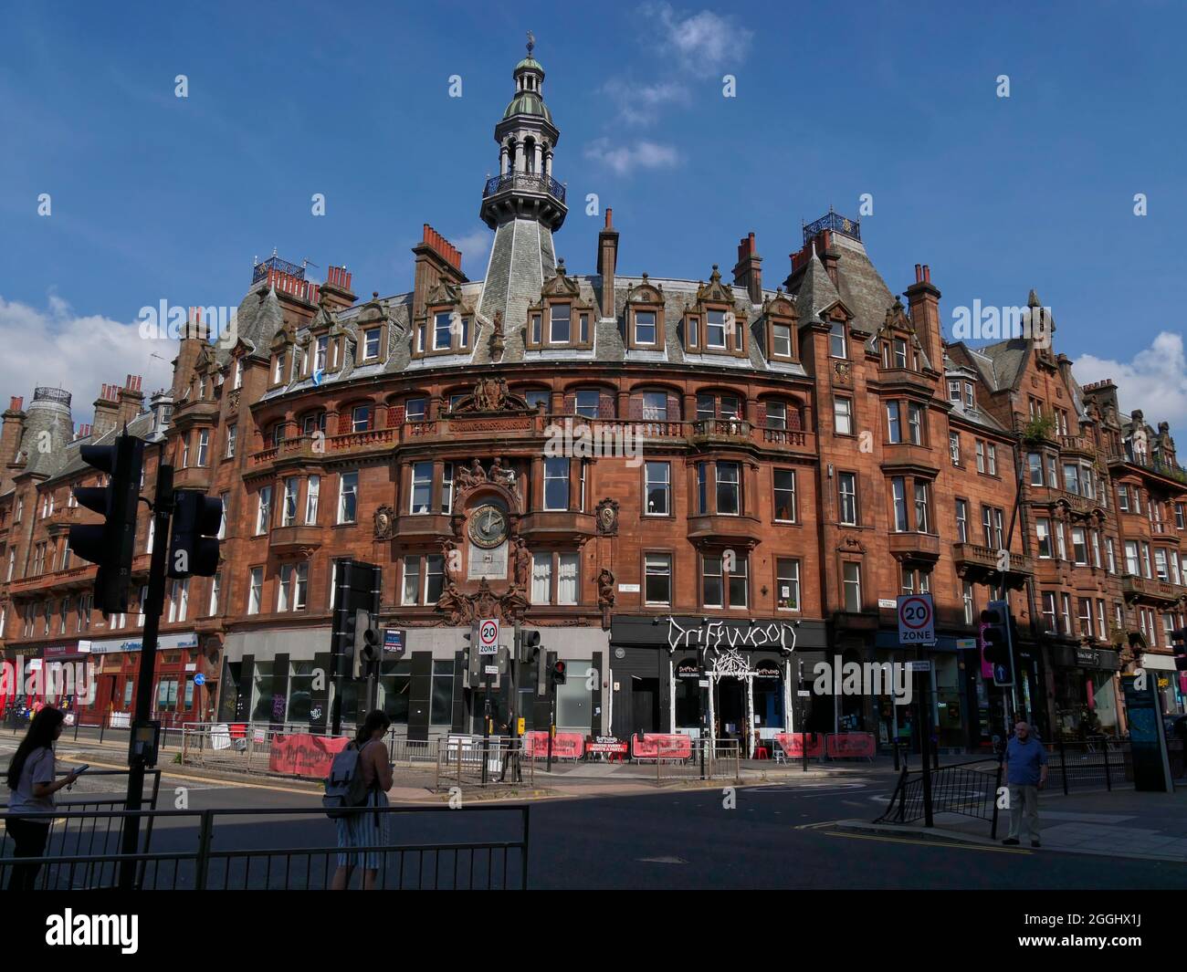 elegant red sandstone facade of Charing Cross Mansions, Glasgow city