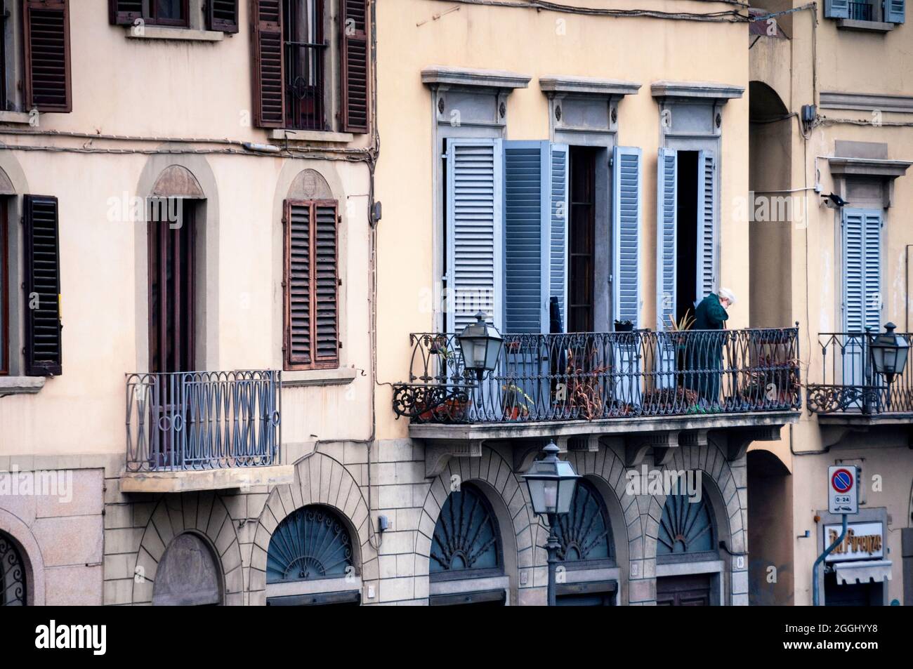 Balcony in Florence, Italy. Stock Photo