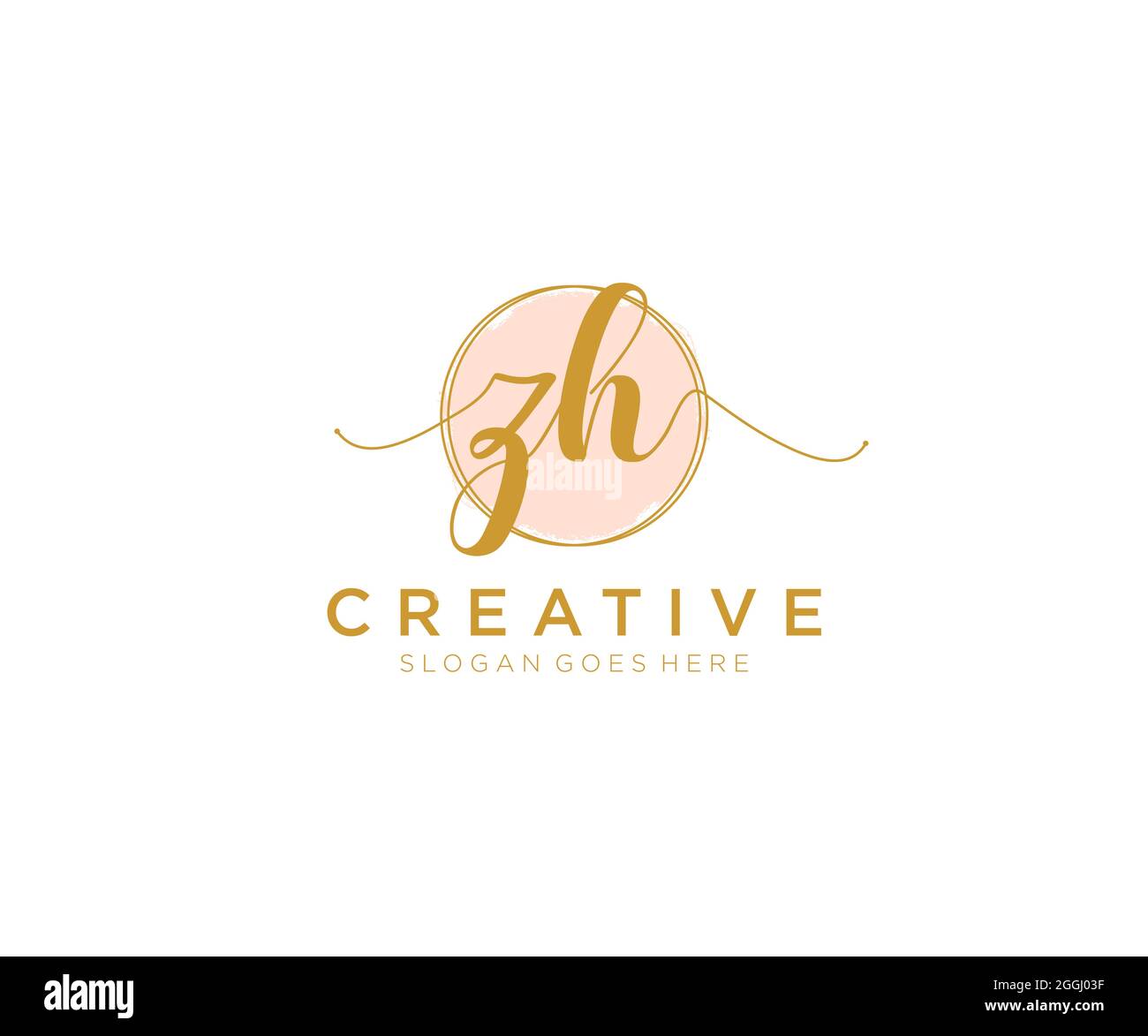 ZH Feminine logo beauty monogram and elegant logo design, handwriting ...