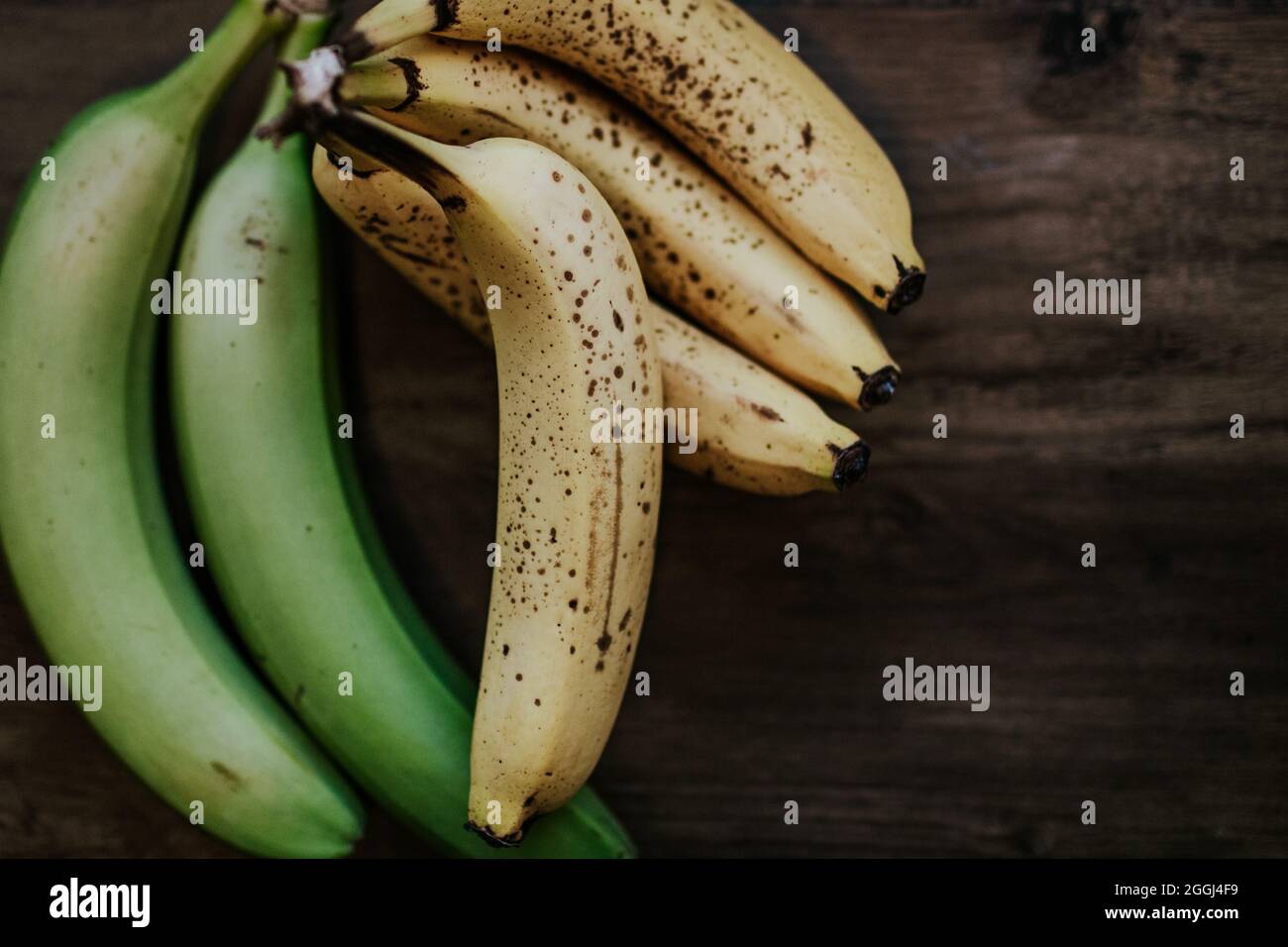 overhead view of fresh bananas Stock Photo