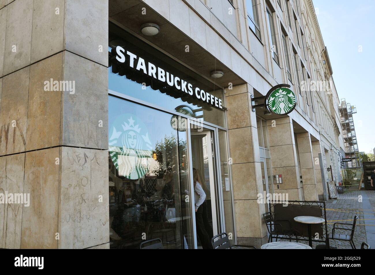 Copenhagen, Denmark.,01 September 2021   /Seattle coffee chain startbucks coffee cafe in danish capital .   (Photo..Francis Joseph Dean/Dean Pictures) Stock Photo