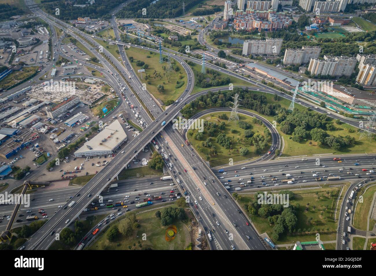 Russia, Moscow, traffic intersection on Varshavskoe highway Stock Photo