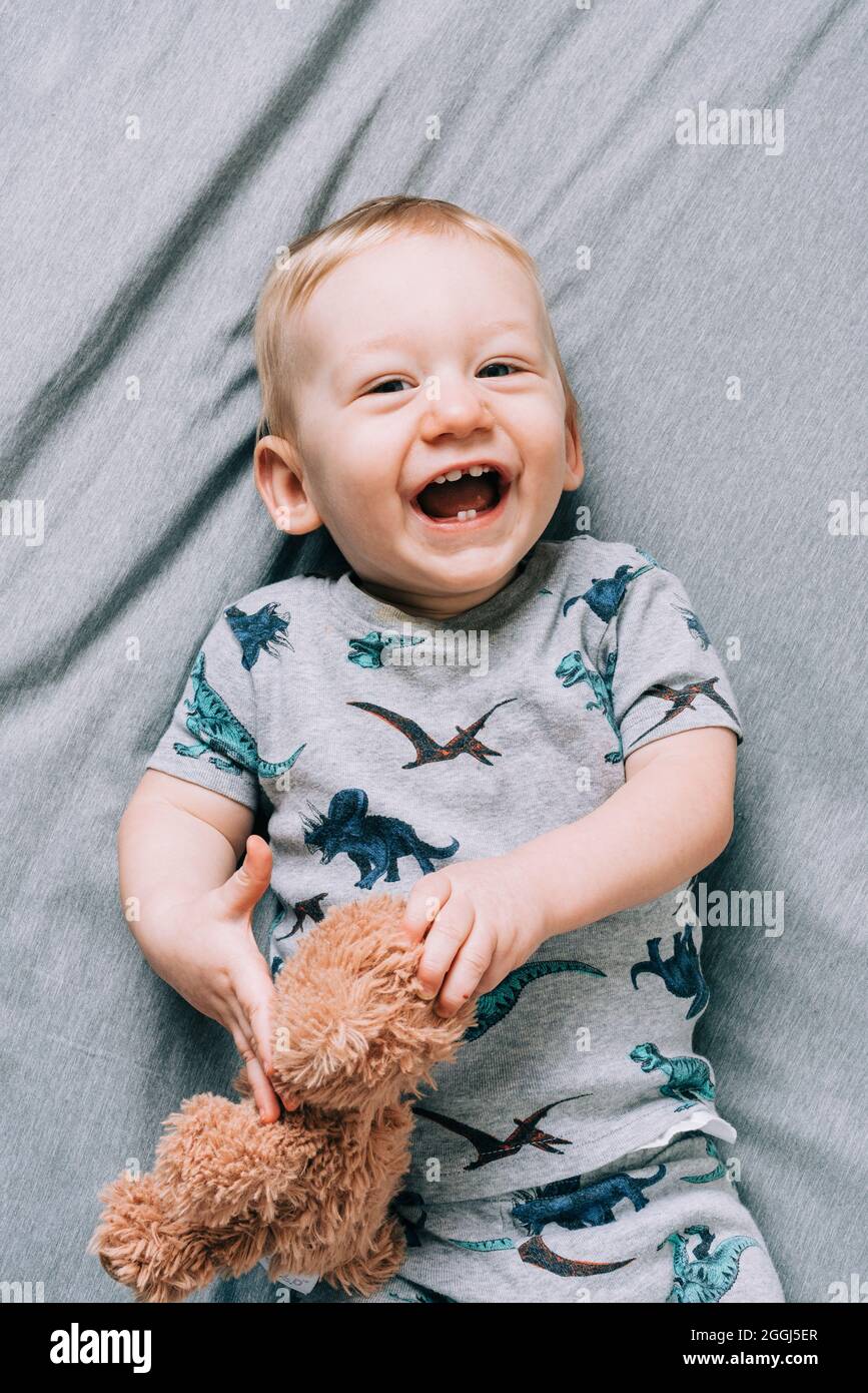 Baby boy with teddy bear hires stock photography and images Alamy
