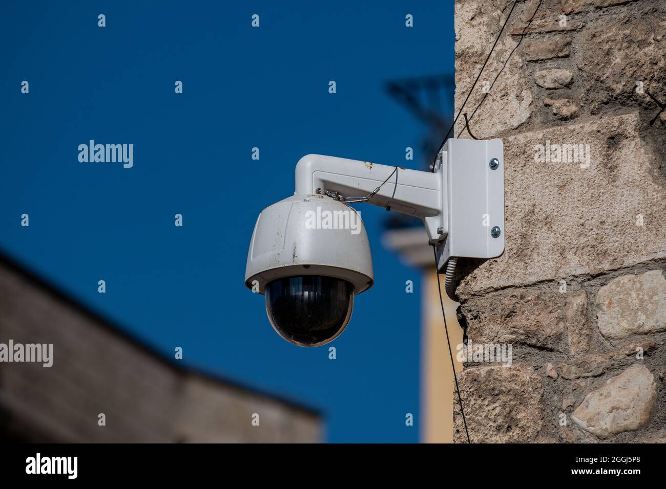 cameras for video surveillance of activities placed outside buildings Stock Photo