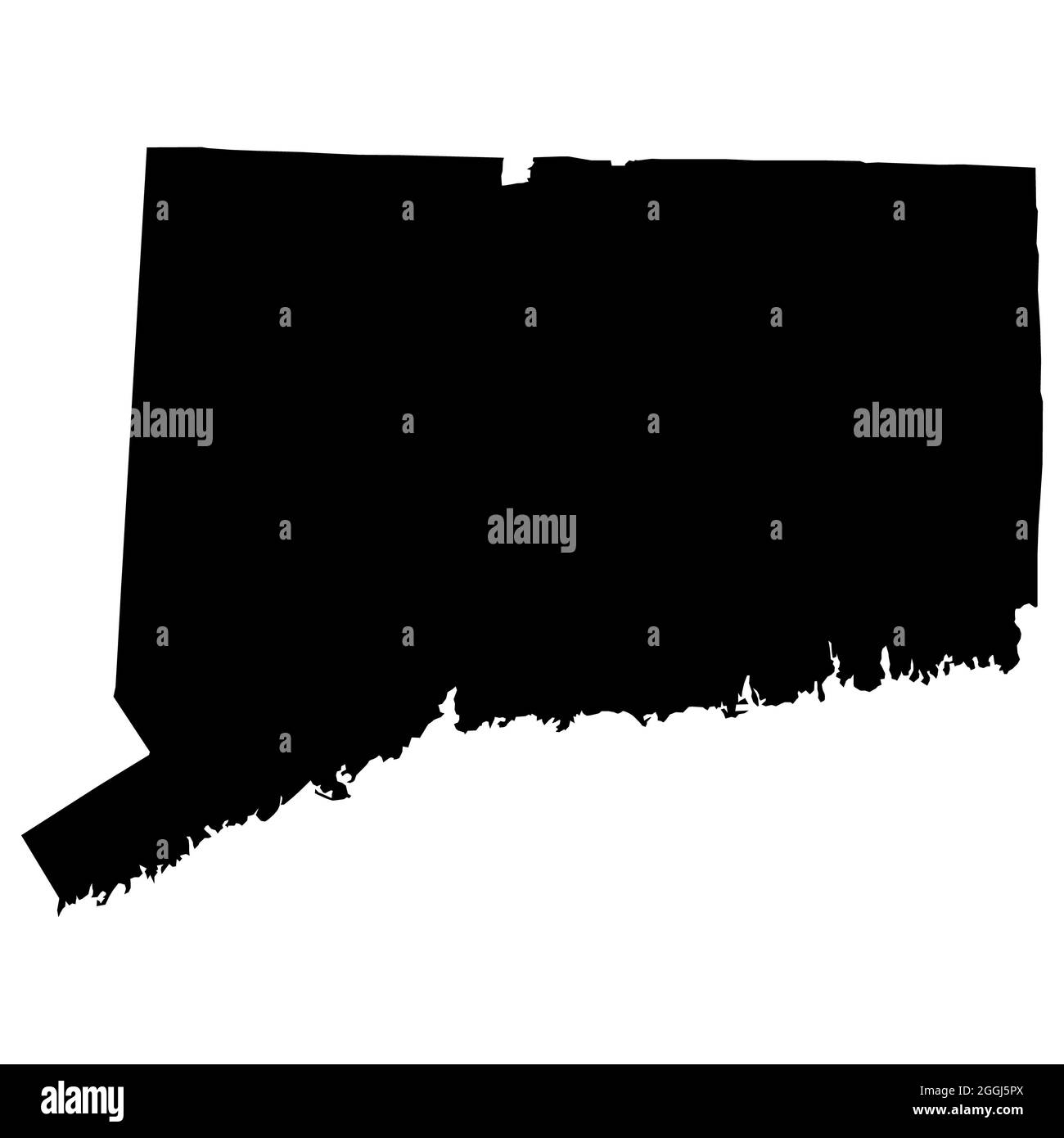 Connecticut map on white background. Connecticut black silhouette vector map. High detailed silhouette illustration. United state of America country. Stock Photo