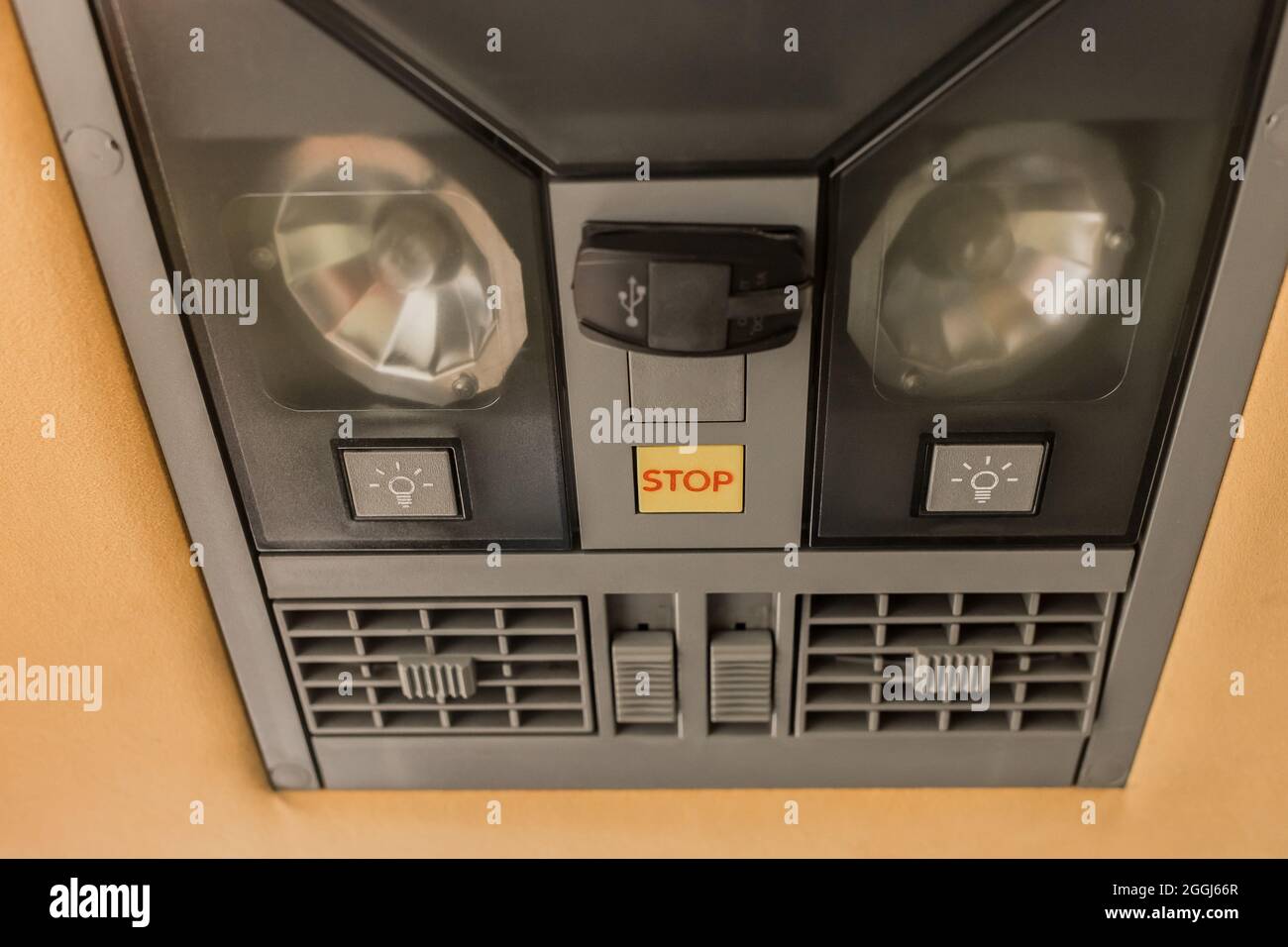 System and control panel for passengers in a tourist bus with buttons ...