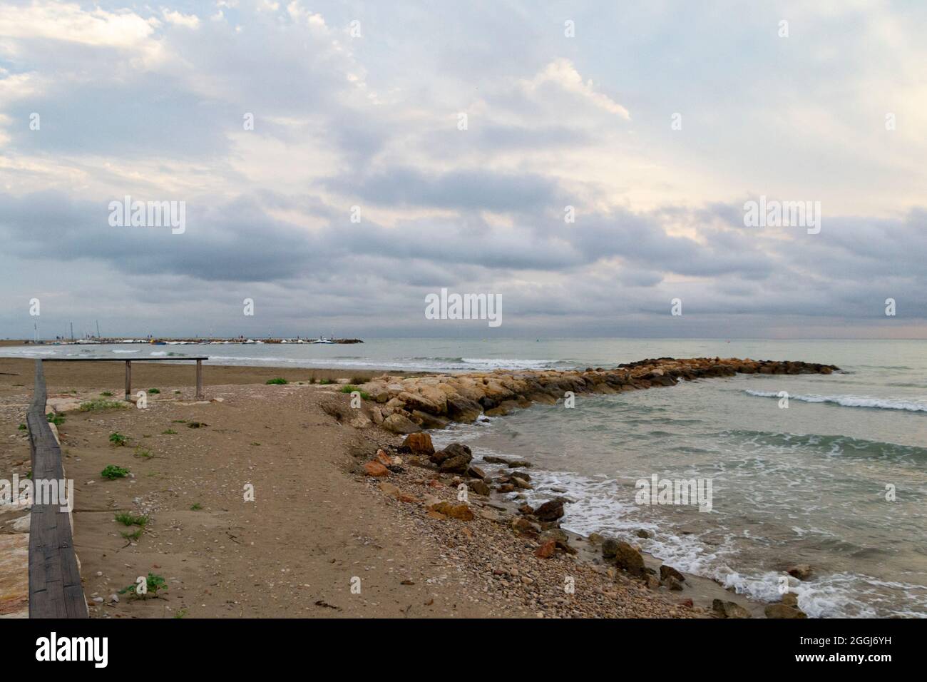 Views of the Mediterranean Sea from the beach of Torrenostra, municipality  of Torreblanca, in Castellón. Valencian Community, in Spain. Europe Stock  Photo - Alamy