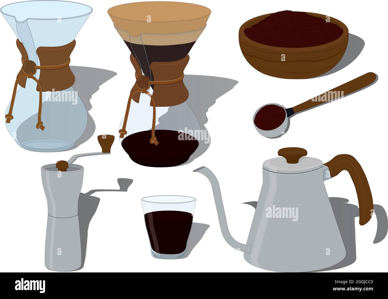 Chemex coffee maker with accessories collection vector illustration Stock Vector Image & Art Alamy