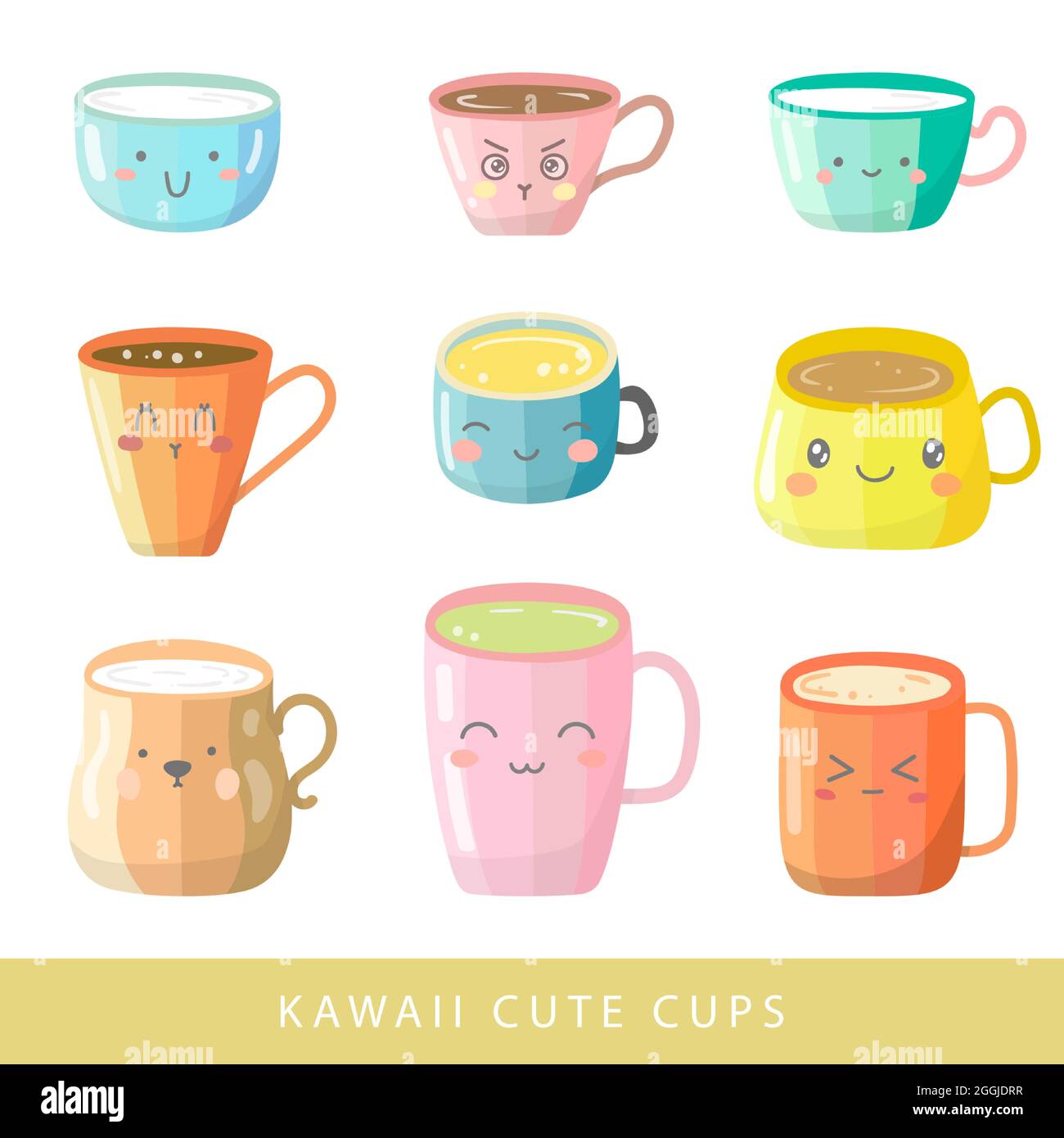 Cute Coffee Mugs Clip Art Set