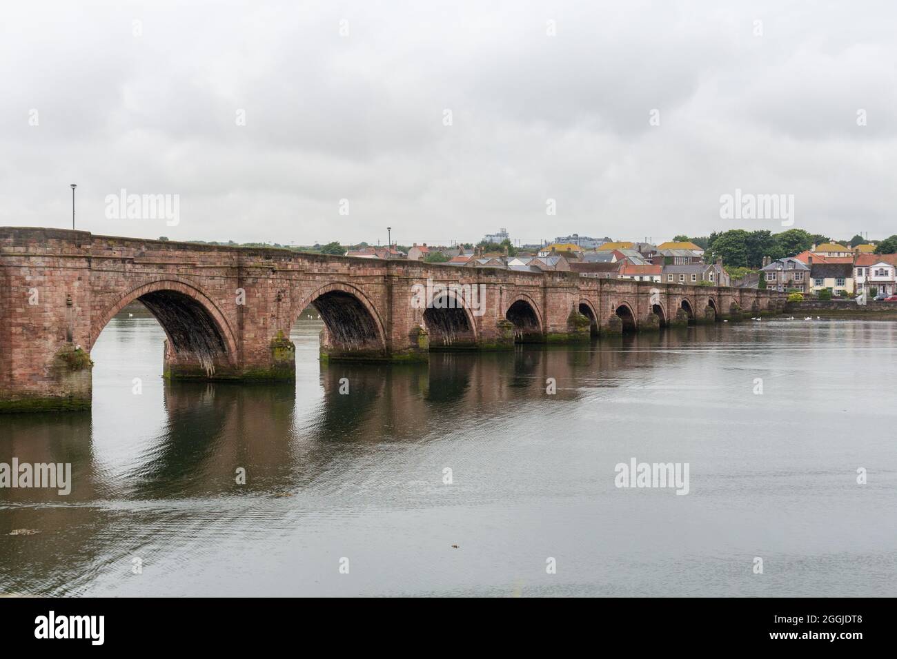 The old bridge at Berwick-upon-Tweed, during the summer of 2014 Stock Photo