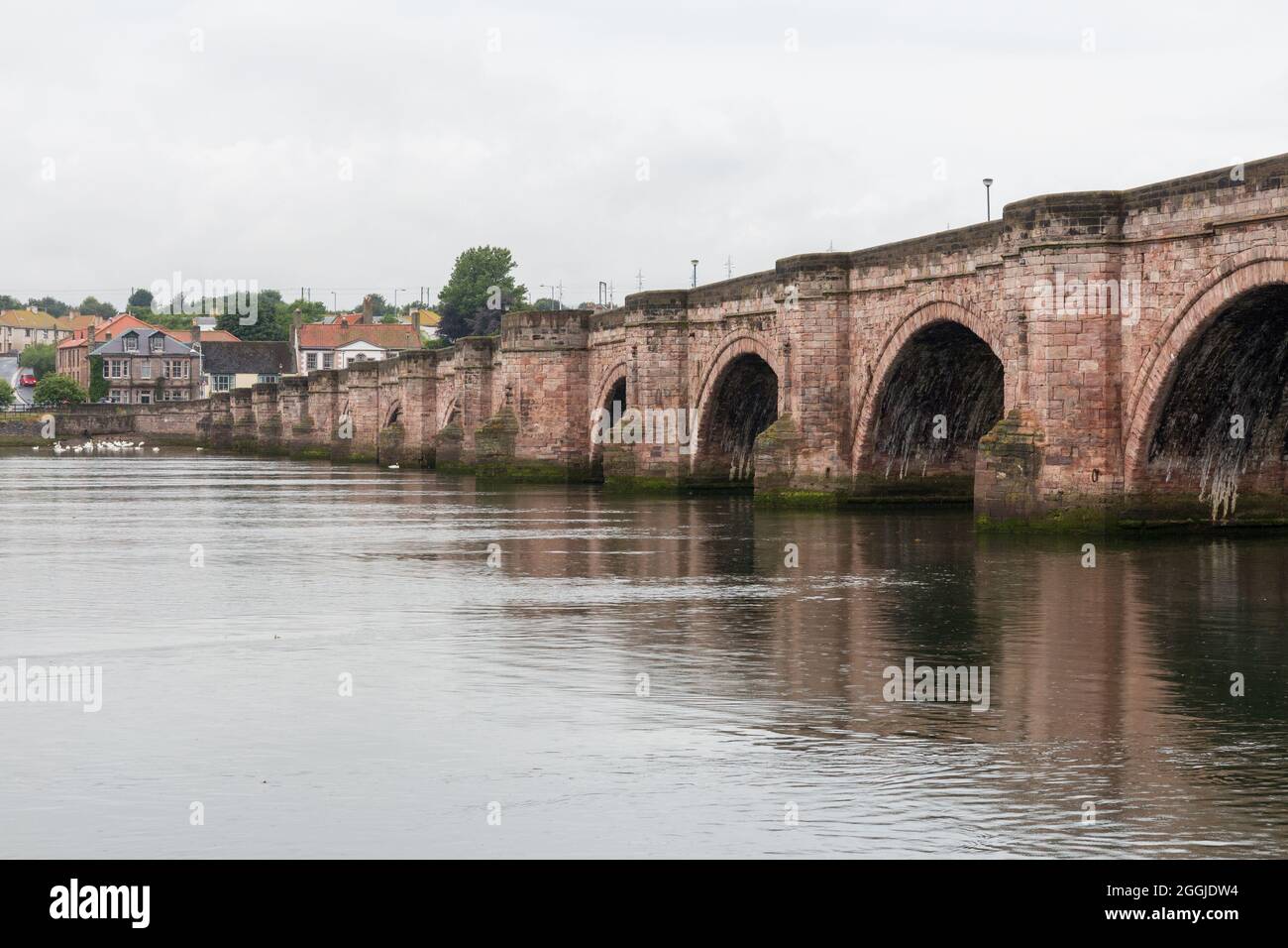 The old bridge at Berwick-upon-Tweed, during the summer of 2014 Stock Photo