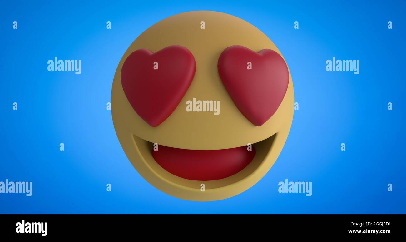 Changing emoji icons on blue background 4k Stock Photo Alamy