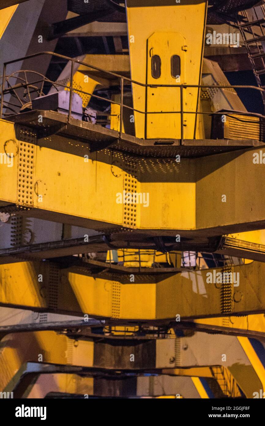 Section of a crane in Constanta Harbor, Romania. Stock Photo