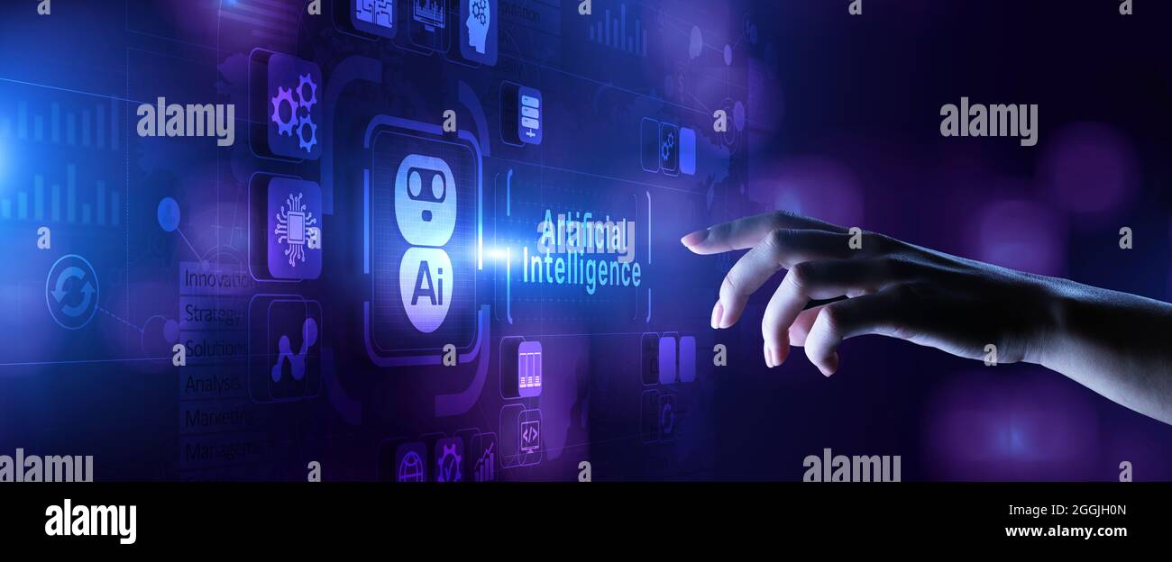 AI Artificial intelligence Neural network deep machine learning concept. Stock Photo