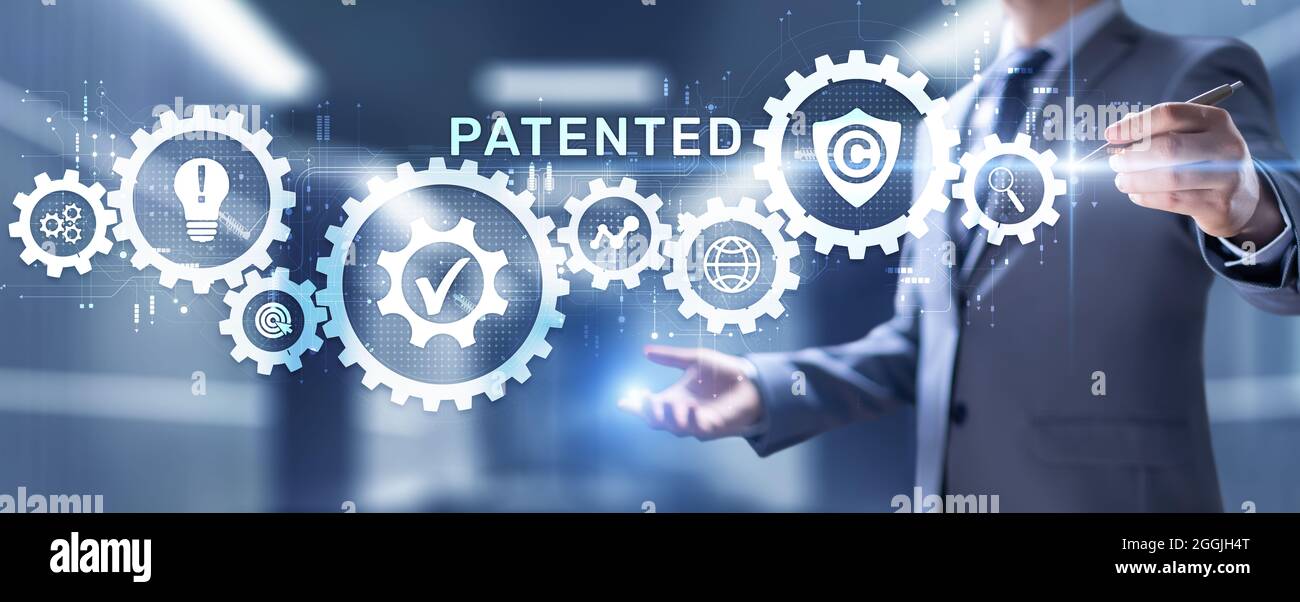 Patented. Patent copyright protection business technology concept. Stock Photo