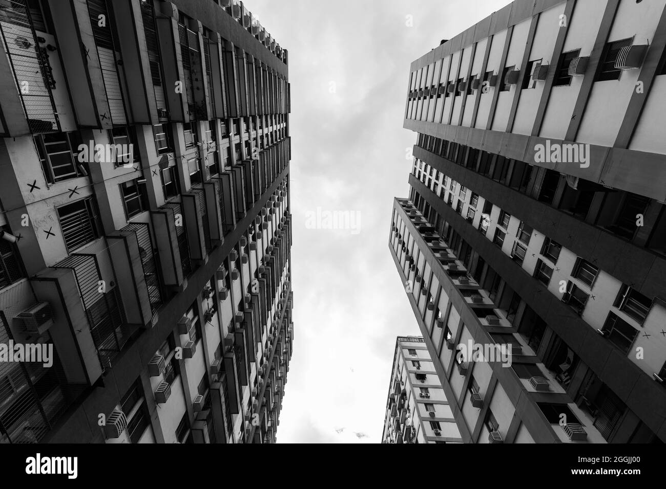 Two buildings at an angle Black and White Stock Photos & Images - Alamy