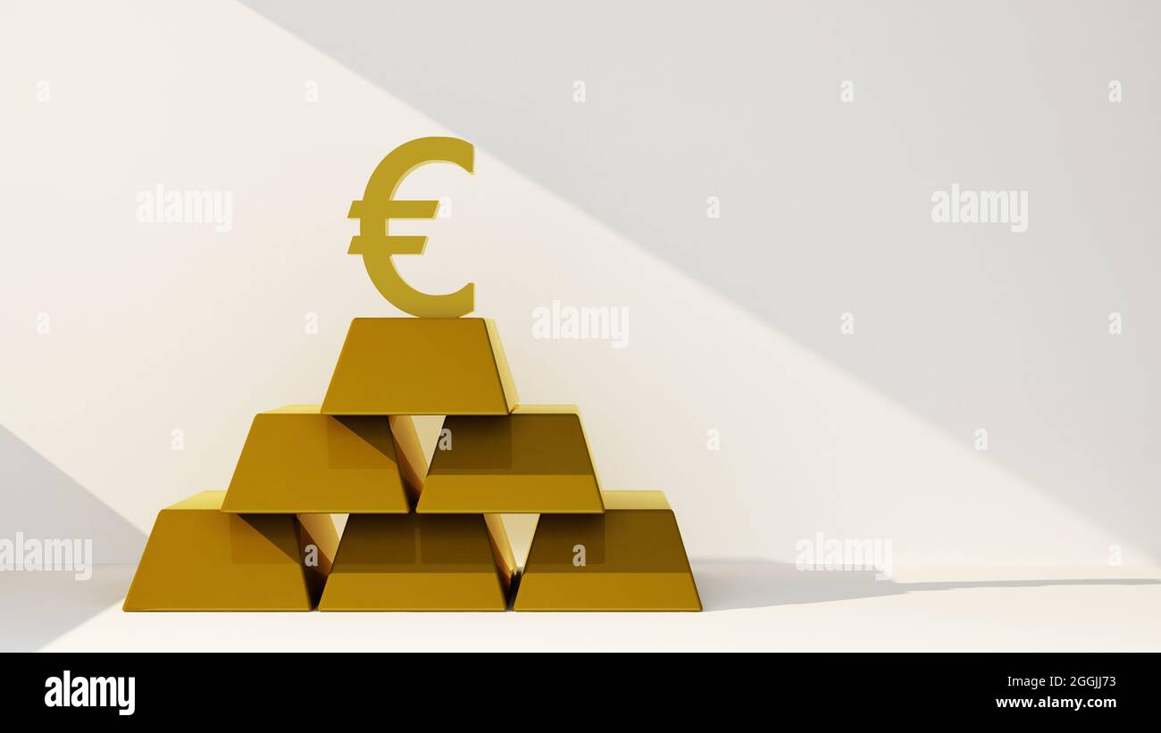 gold bars with Euro currency symbol with copy space. 3d rendering Stock ...