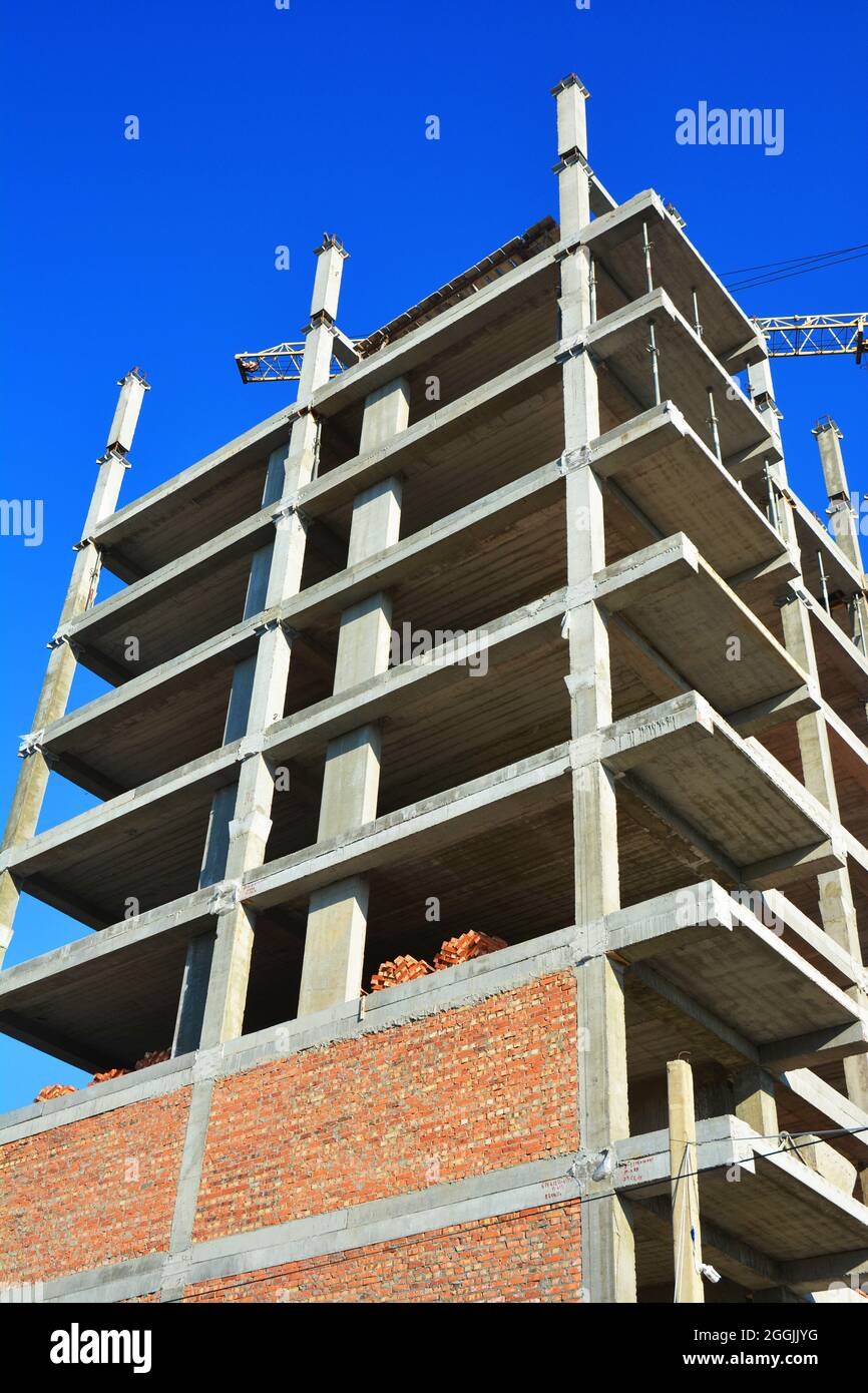 Building under construction site economic development cranes hi-res ...