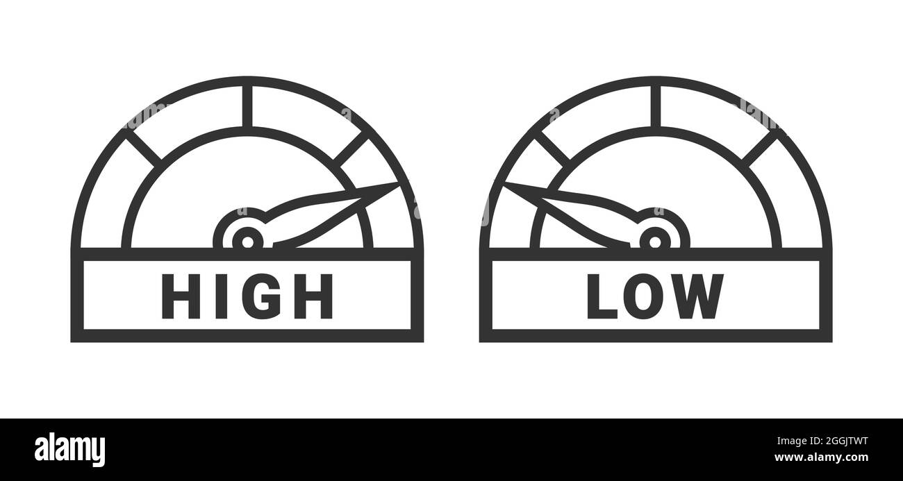 Low and High Gauge Scale Measure Speedometer Icon Isolated Vector Stock Vector
