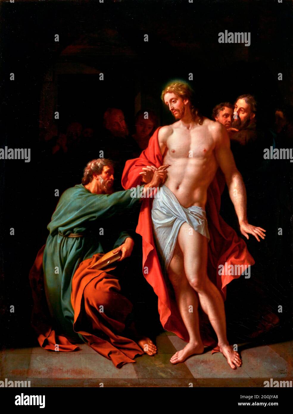 Doubting Thomas (The Incredulity of St. Thomas) by Adriaen van der Werff (1659- 1722), oil on wood panel, 1710 Stock Photo
