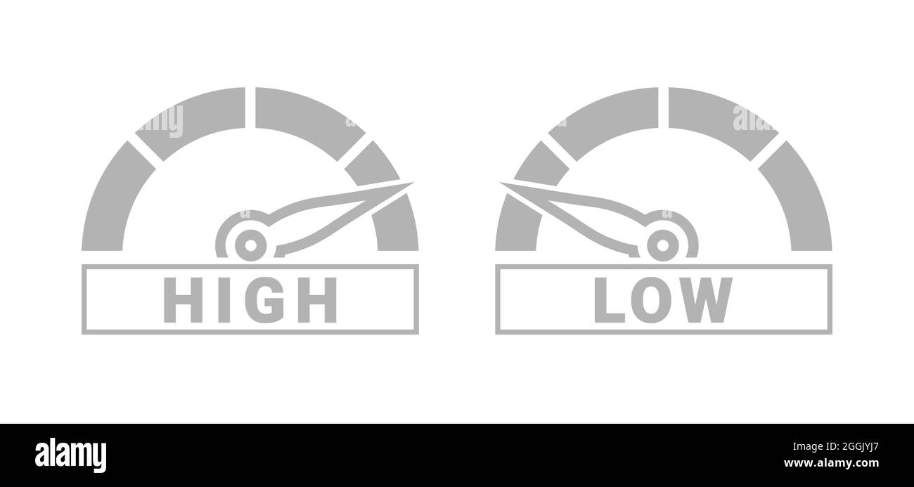 Low and High Gauge Scale Measure Speedometer Icon Isolated Vector Stock Vector