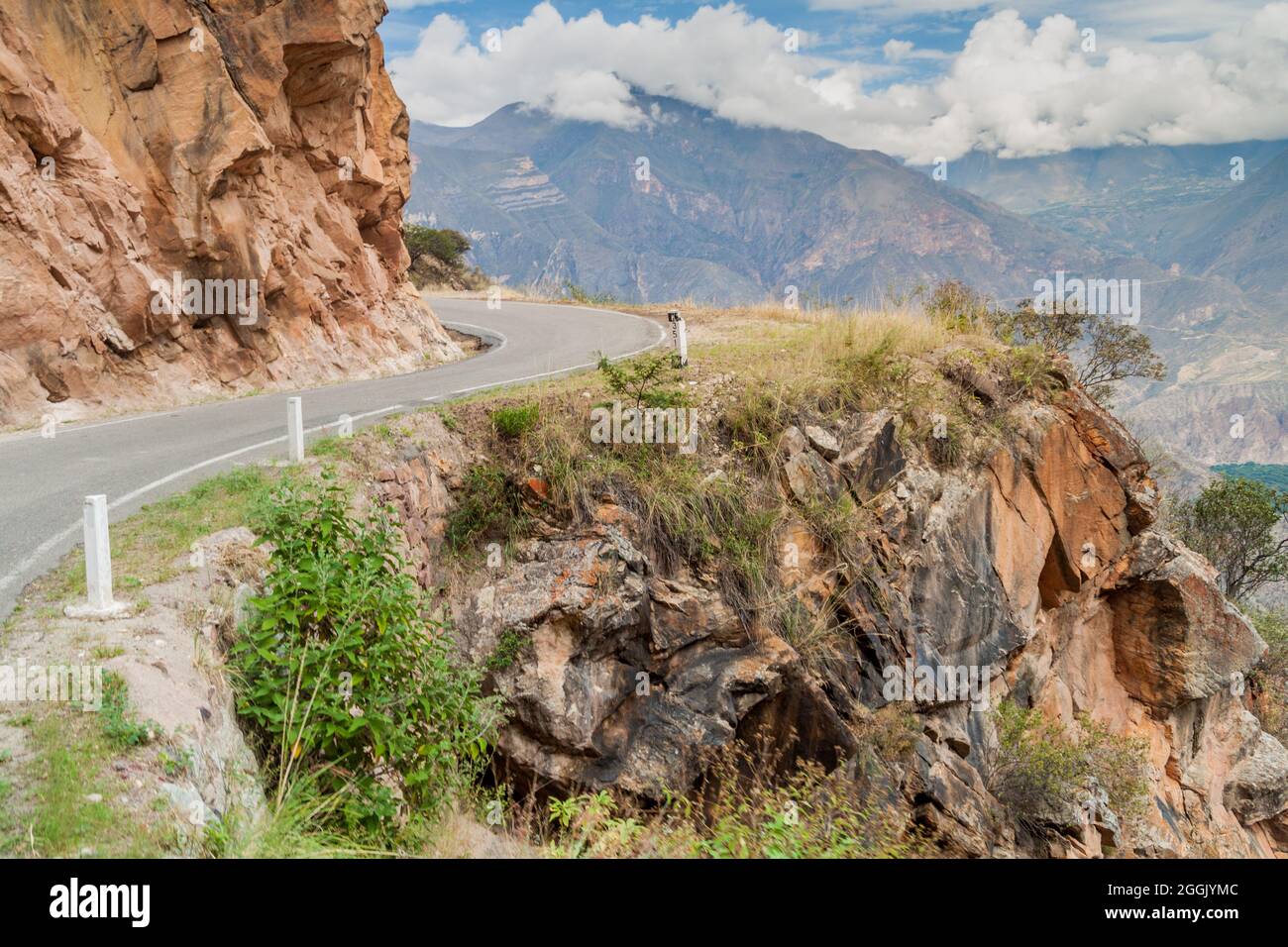 Mountain road between Balsas and Leimebamba, Peru. Stock Photo