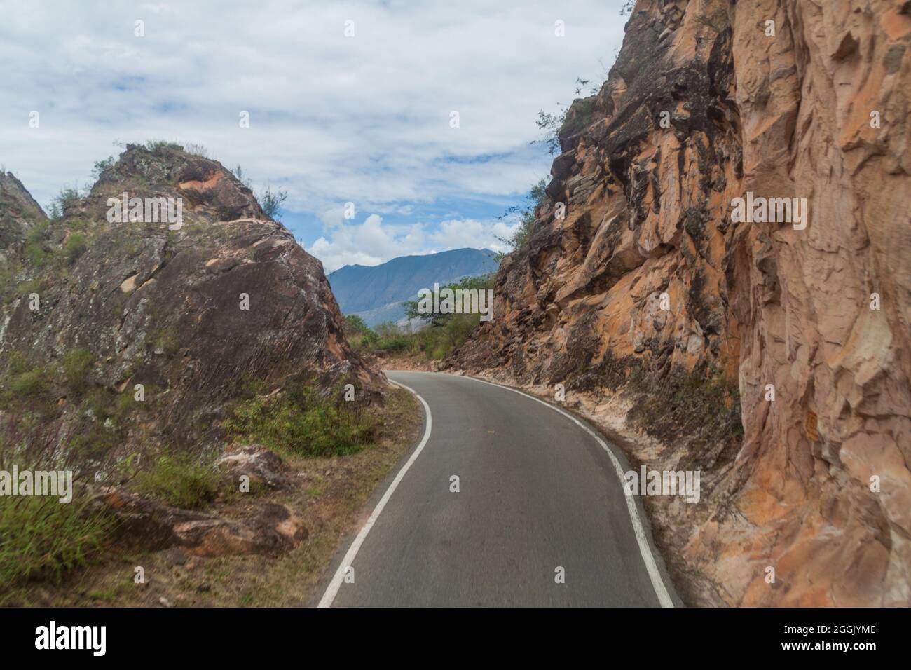 Mountain road between Balsas and Leimebamba, Peru Stock Photo