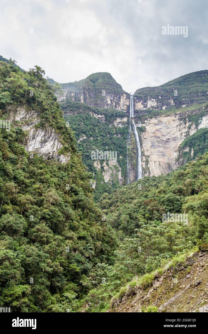 Catarata de Gocta, one of the highest waterfalls in the world (771 m in ...