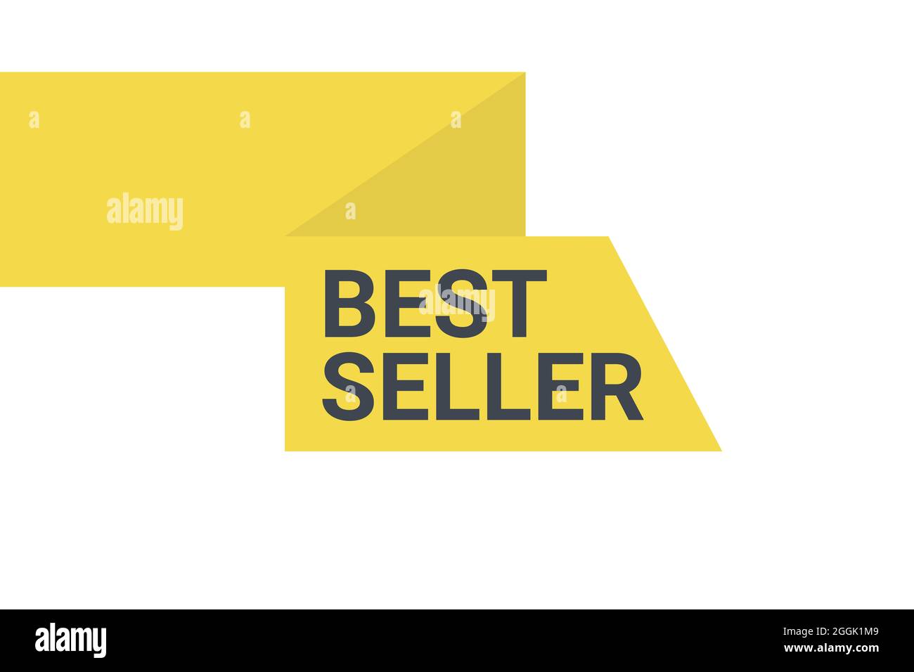 Modern, vibrant, urban graphic design of a banner saying 'Best Seller' in yellow and grey colors. Simple, bold graphic vector art. Stock Photo