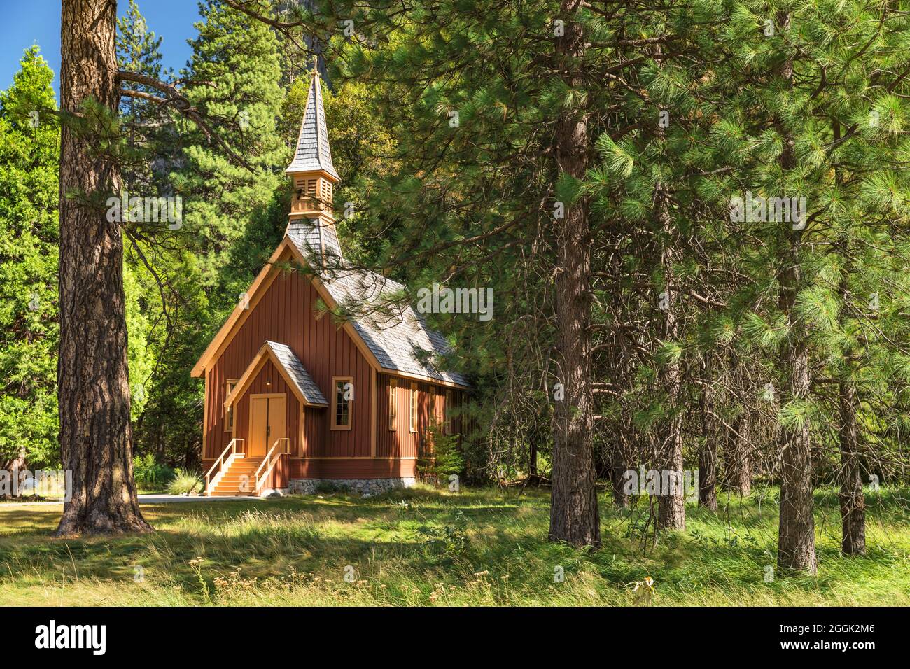 Yosemite Valley Chapel, Yosemite Valley, Yosemite National Park, California, United States, USA, Stock Photo