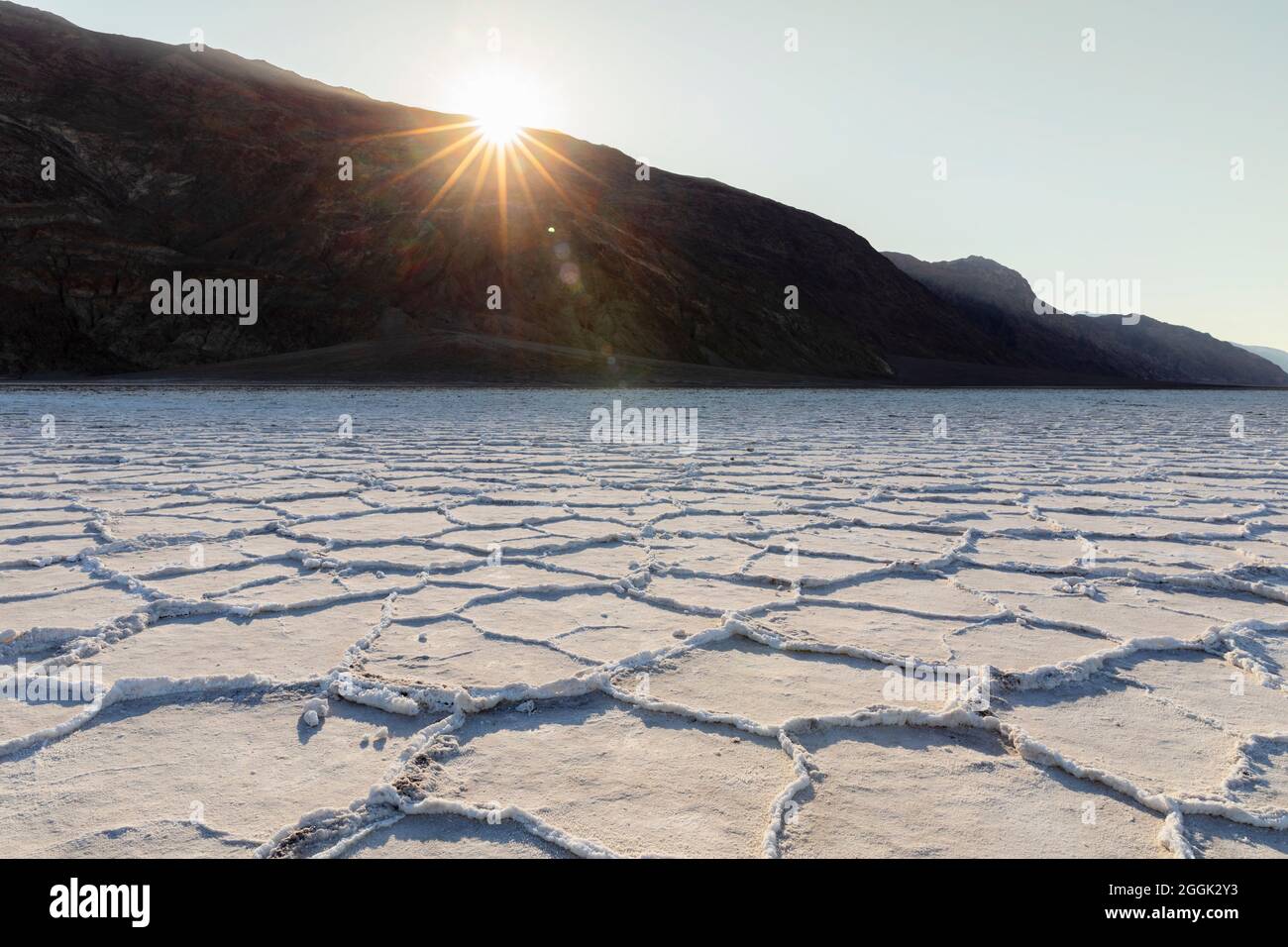 Badwater Basin at sunrise, Death Valley National Park, California, USA Stock Photo