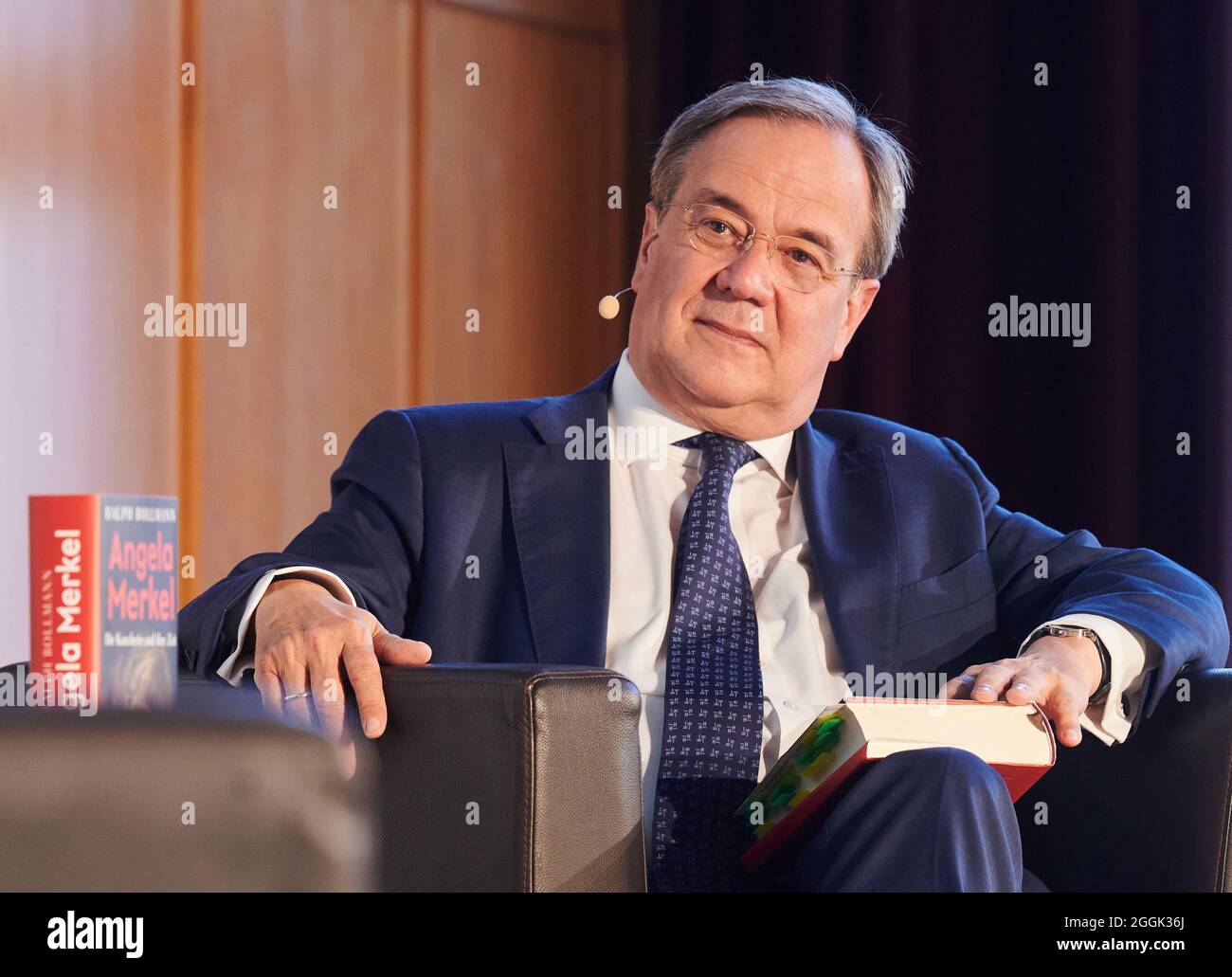 Berlin Germany 01st Sep 2021 Armin Laschet Cdu Minister President Of North Rhine Westphalia Candidate For Chancellor And Federal Chairman Of The Cdu Sits On Stage In The Friedrichstrasse Auditorium Laschet Presented The
