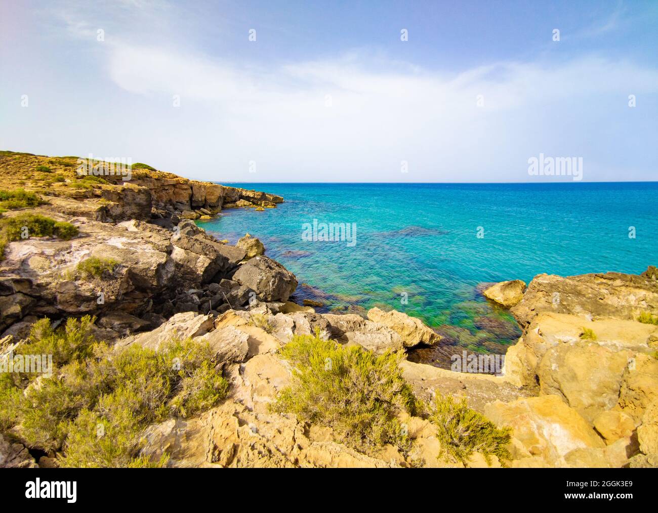 Natural reserve of Vendicari (Sicilia, Italy) - In the southern part of the island of Sicily, a suggestive wildlife oasis with the sandy beaches Stock Photo