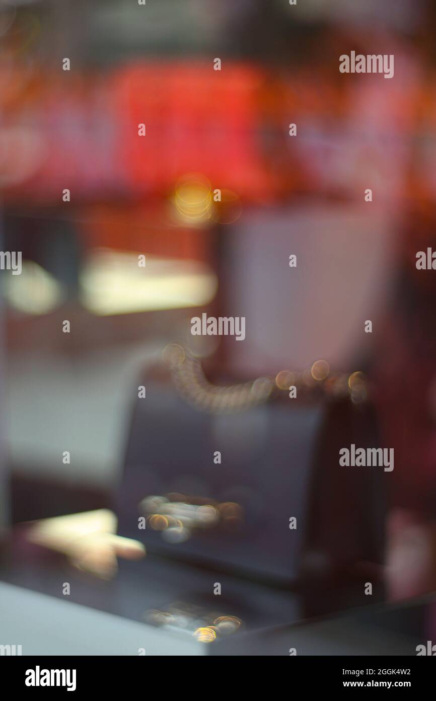 black handbag in the shop window. Stock Photo