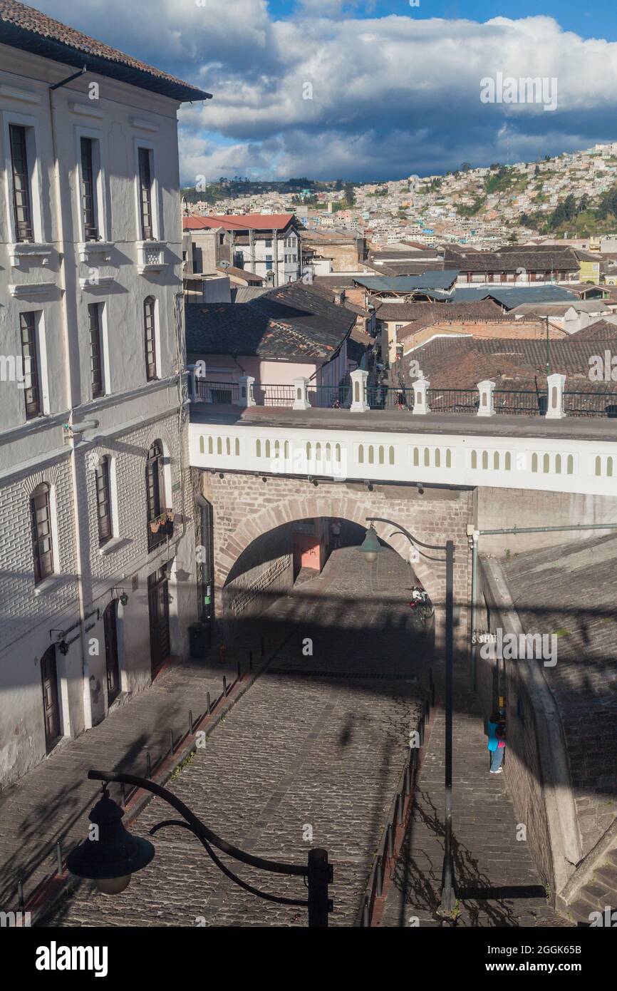La Ronda street in old town of Quito, Ecuador Stock Photo