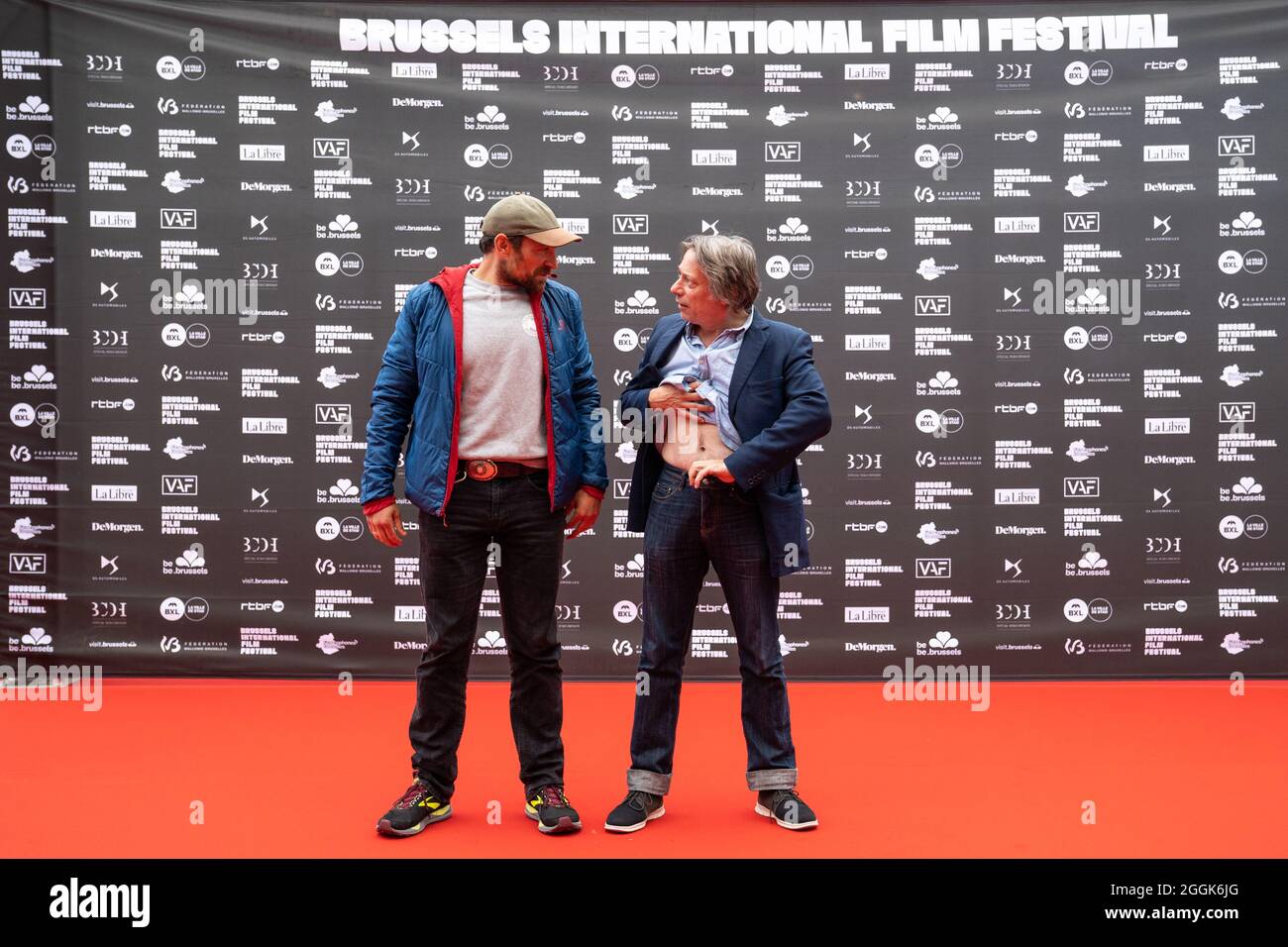 actor Arieh Worthalter and Mathieu Amalric  pictured during the red carpet on the opening night of the 'Brussels International Film Festival' (BRIFF), Stock Photo