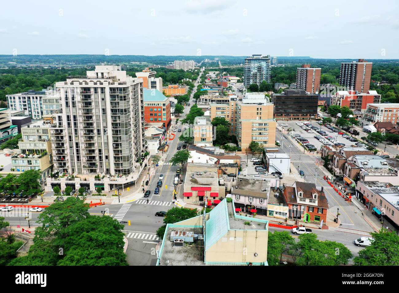 An aerial of the downtown in Burlington, Ontario, Canada Stock Photo