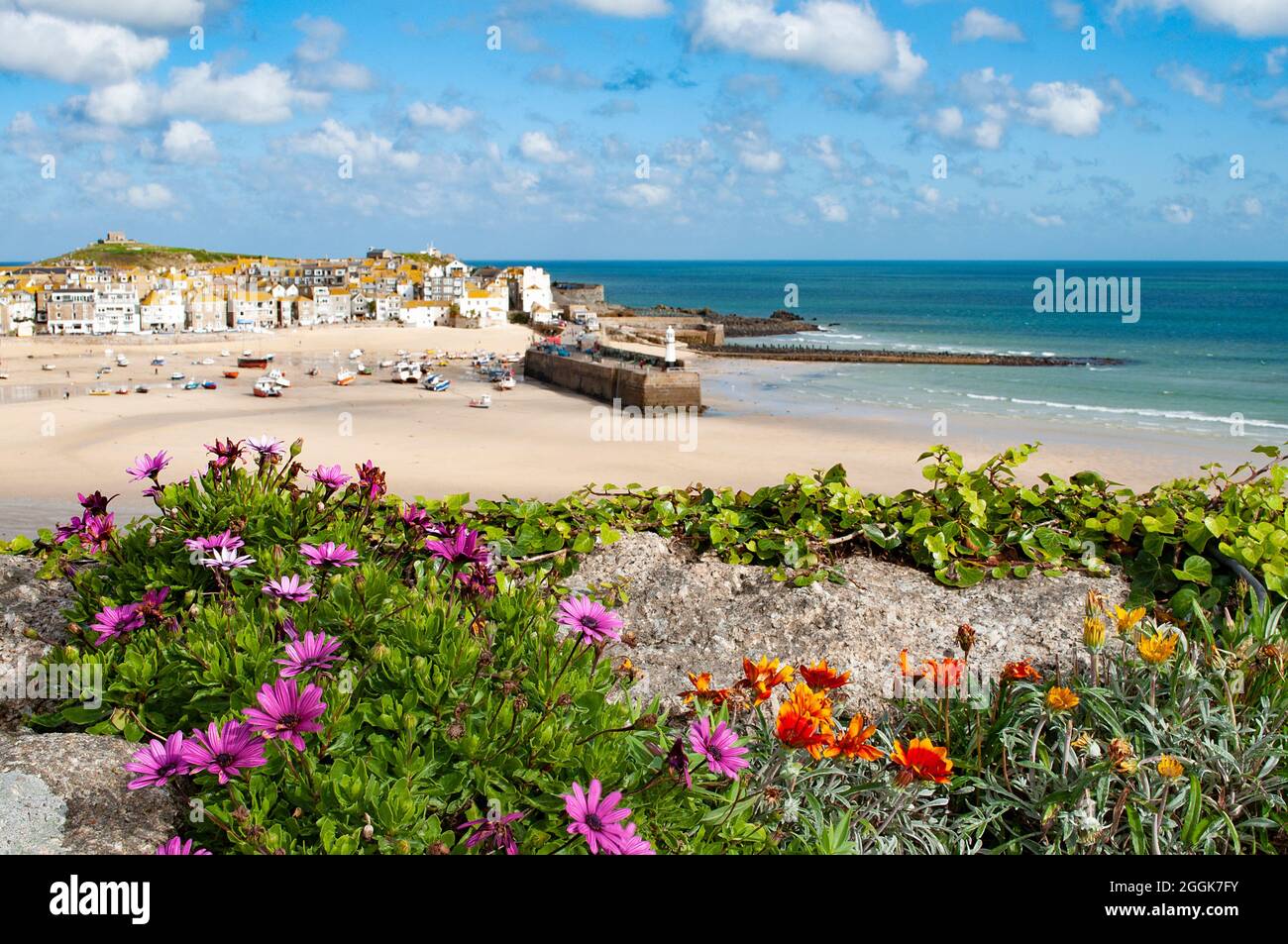 View of st ives in cornwall from the malakoff gardens Stock Photo