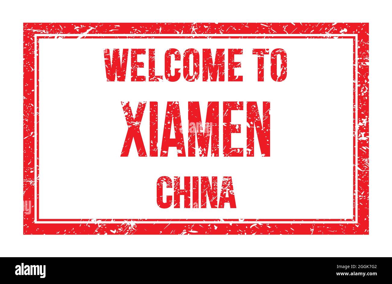 TO XIAMEN CHINA, words written on red rectangle post stamp