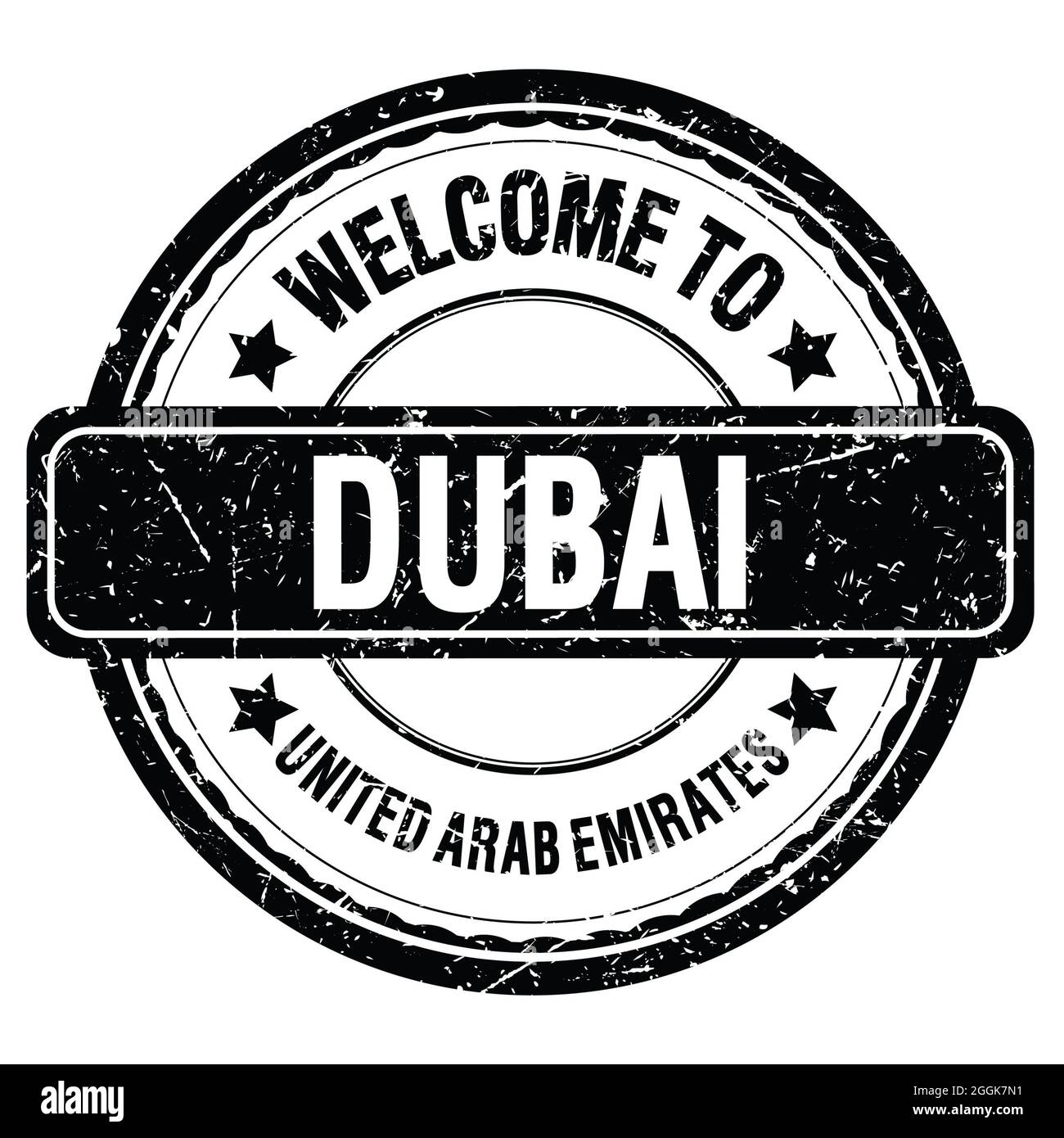 Vector Logo For Dubai, Black Decorative Round Sticker With