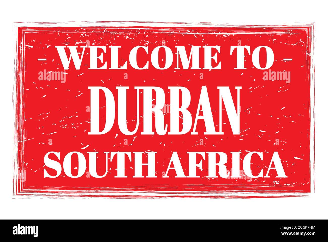 TO DURBAN SOUTH AFRICA, words written on red rectangle post