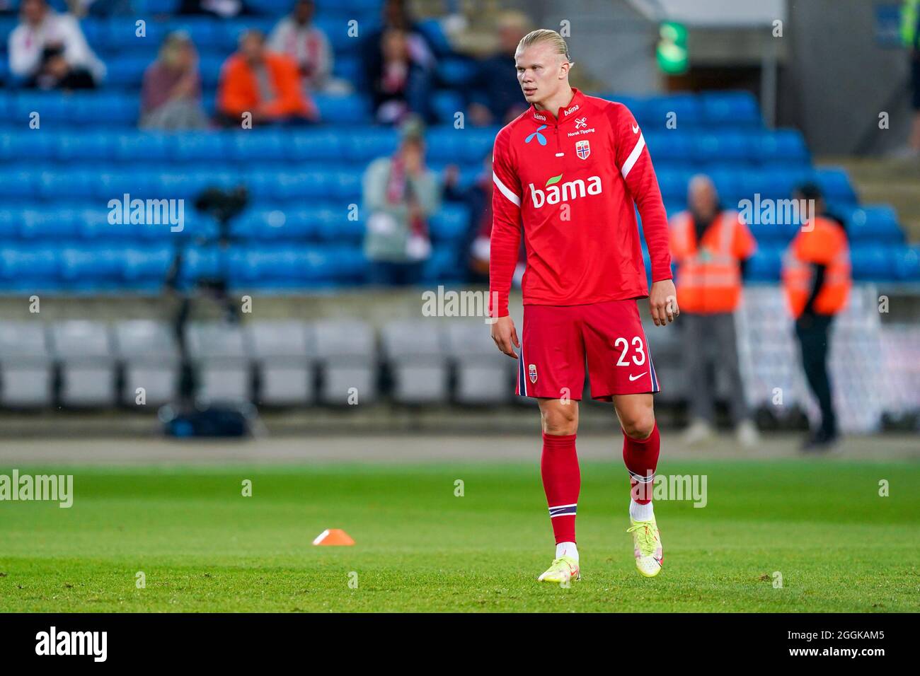 OSLO, NORWAY - SEPTEMBER 1: Erling Haaland of Norway during the World Cup Qualifier match between Norway and Netherlands at Ullevaal Stadium on September 1, 2021 in Oslo, Norway (Photo by Andre Weening/Orange Pictures) Stock Photo