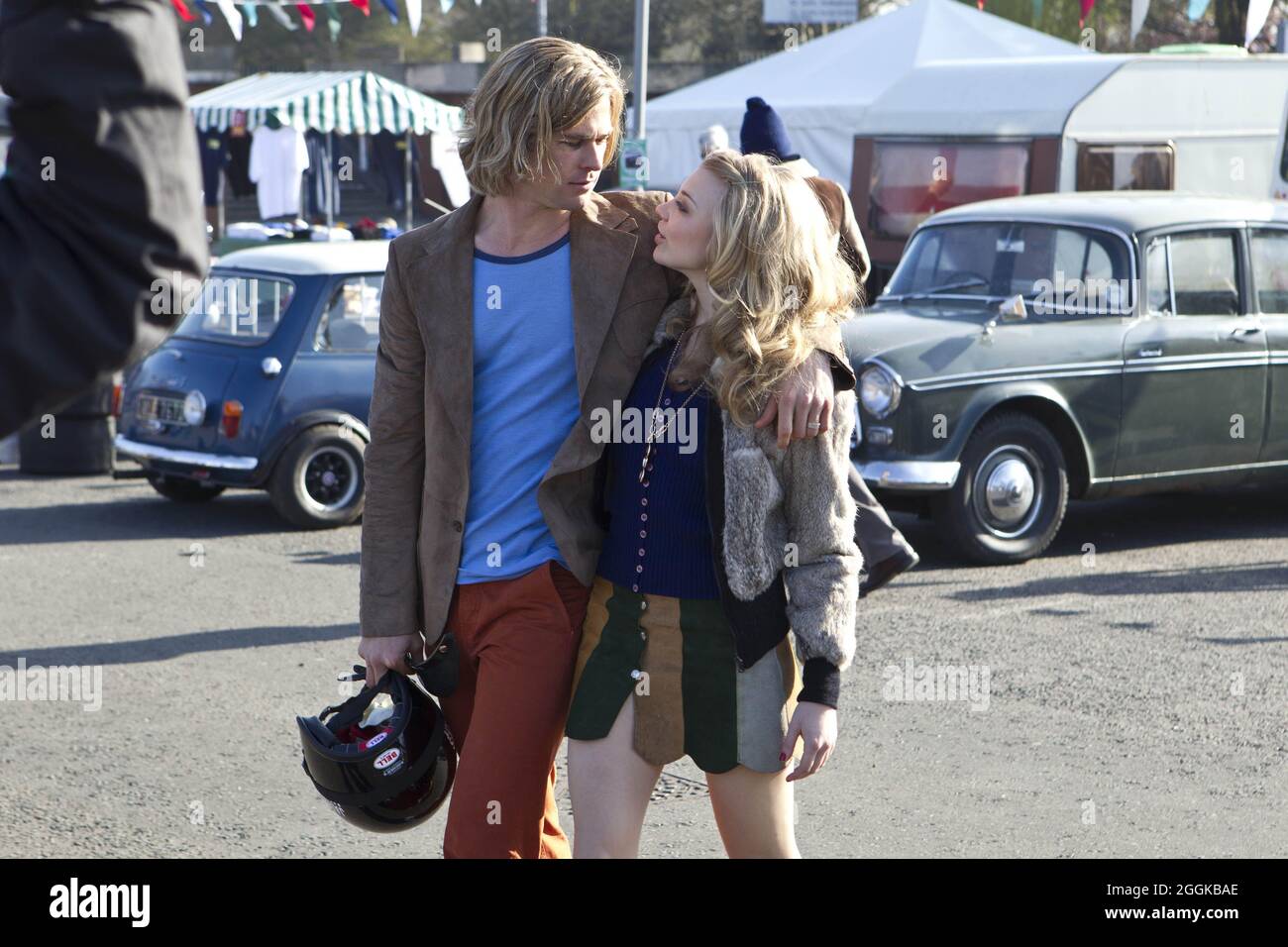 Los Angeles. CA. USA. Chris Hemsworth and Natalie Dormer in the ©Universal Pictures new film: Rush (2013). Plot: A biography of Formula 1 champion driver Niki Lauda and the 1976 crash that almost claimed his life. Mere weeks after the accident, he got behind the wheel to challenge his rival, James Hunt. Captioned 16th August 2013. Ref:LMK106-45159-050913 Supplied by LMKMEDIA. Editorial Only. Landmark Media is not the copyright owner of these Film or TV stills but provides a service only for recognised Media outlets. pictures@lmkmedia.com Stock Photo