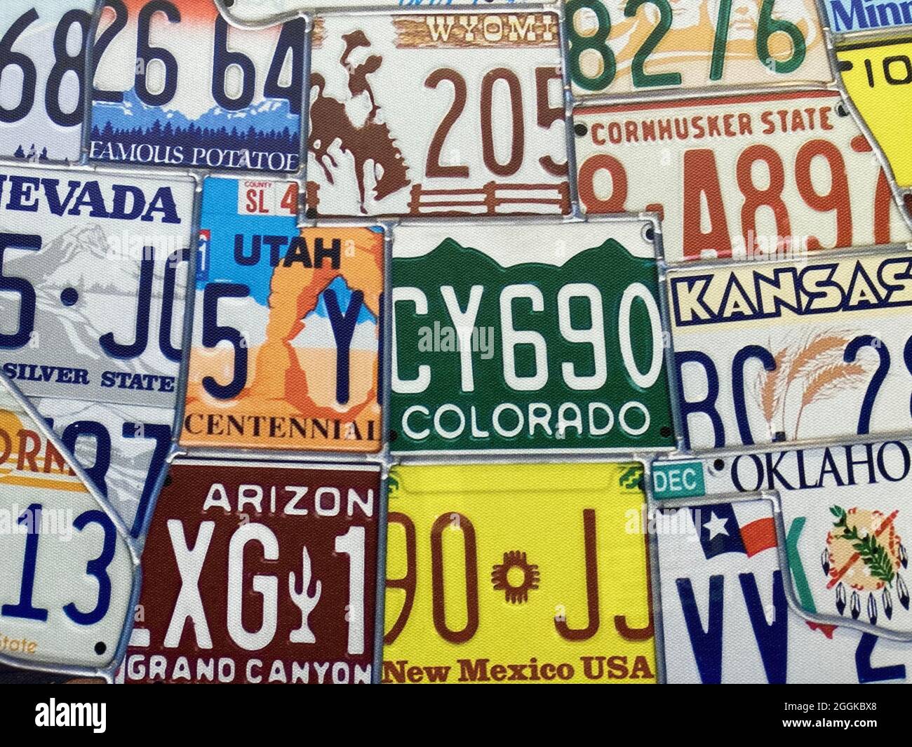 Map of USA made from states license plates Stock Photo