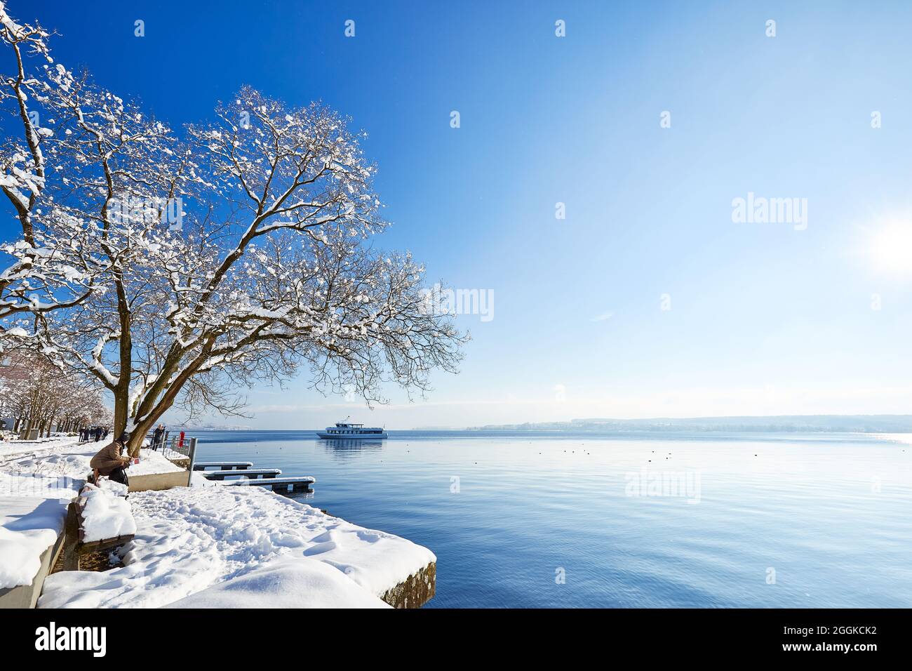 Germany, Baden-Wuerttemberg, Lake Constance, Überlingen on Lake Constance, winter landscape, view of Lake Constance Stock Photo